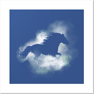 Horse in the mist Posters and Art